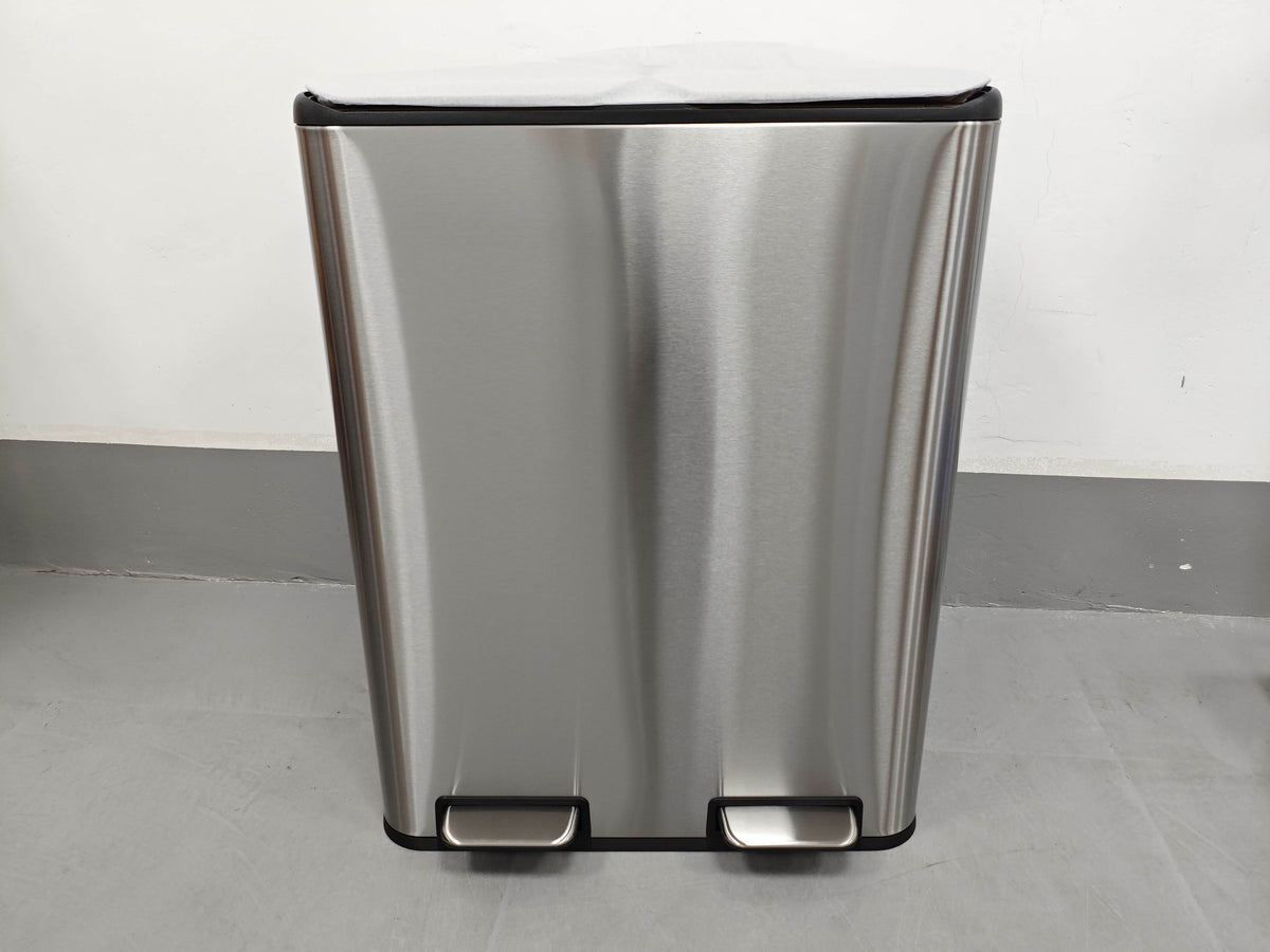Swiftek Afvalbak 2 Vakken 60 Liter - Pedaalemmer 2x30L - Soft Close - 2 Geurfilters - Vuilnisbak - Vuilbak - Mat RVS