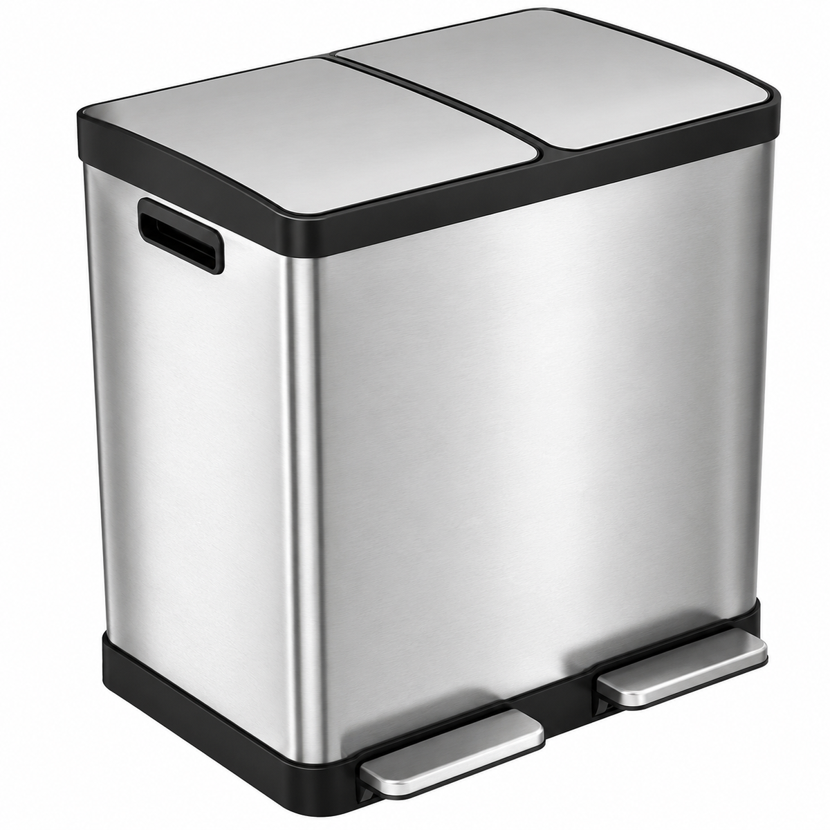 Swiftek Afvalbak 2 Vakken 60 Liter - Pedaalemmer 2x30L - Soft Close - 2 Geurfilters - Vuilnisbak - Vuilbak - Mat RVS