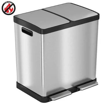Swiftek Afvalbak 2 Vakken 60 Liter - Pedaalemmer 2x30L - Soft Close - 2 Geurfilters - Vuilnisbak - Vuilbak - Mat RVS